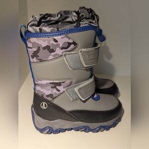 Gray and Blue Camouflage Winter Boots
